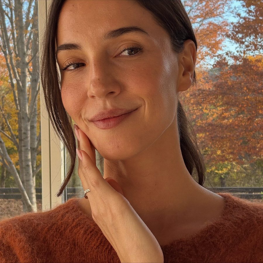 Woman with smooth, refined skin in fall light, SkinPen microneedling special