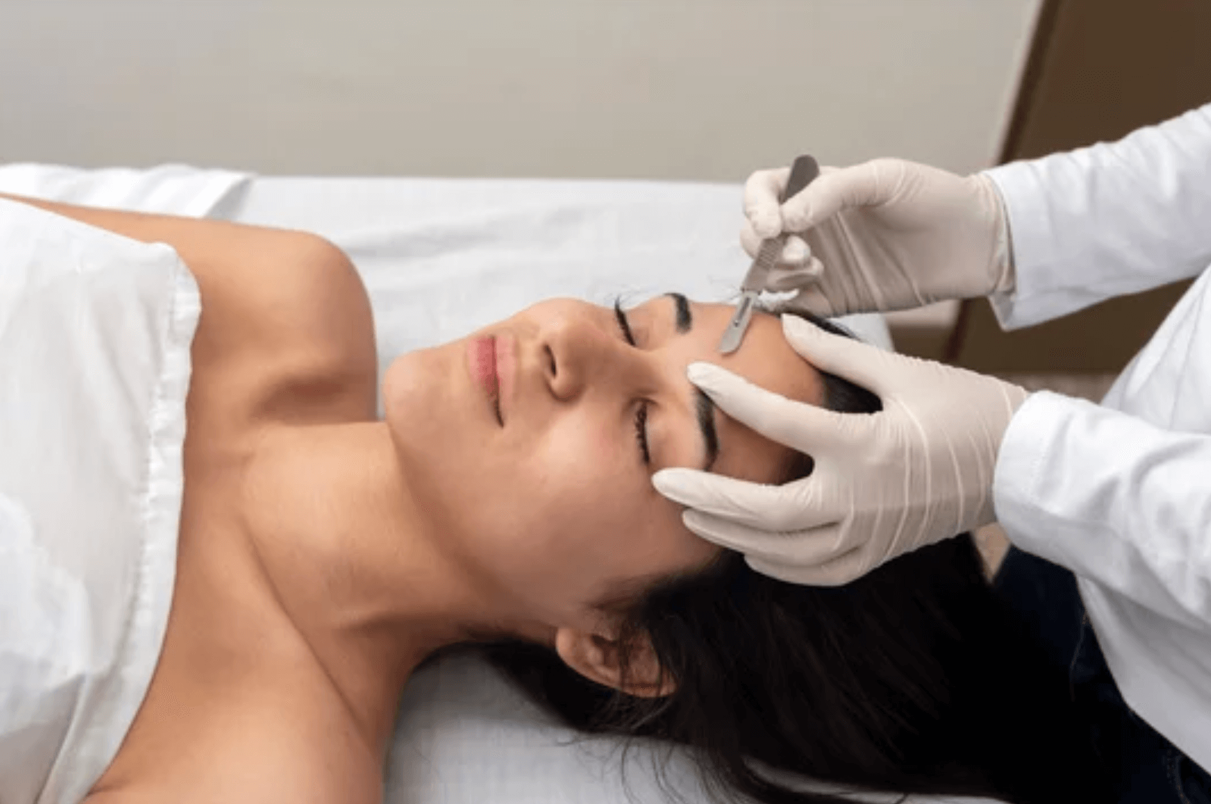 Dermaplaning treatment with a sterile blade at Olympia Aesthetics in Palm Harbor, Florida