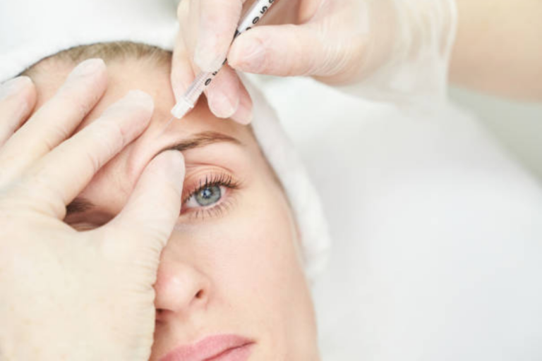 Close-up of Restylane lip injection procedure at Olympia Aesthetics