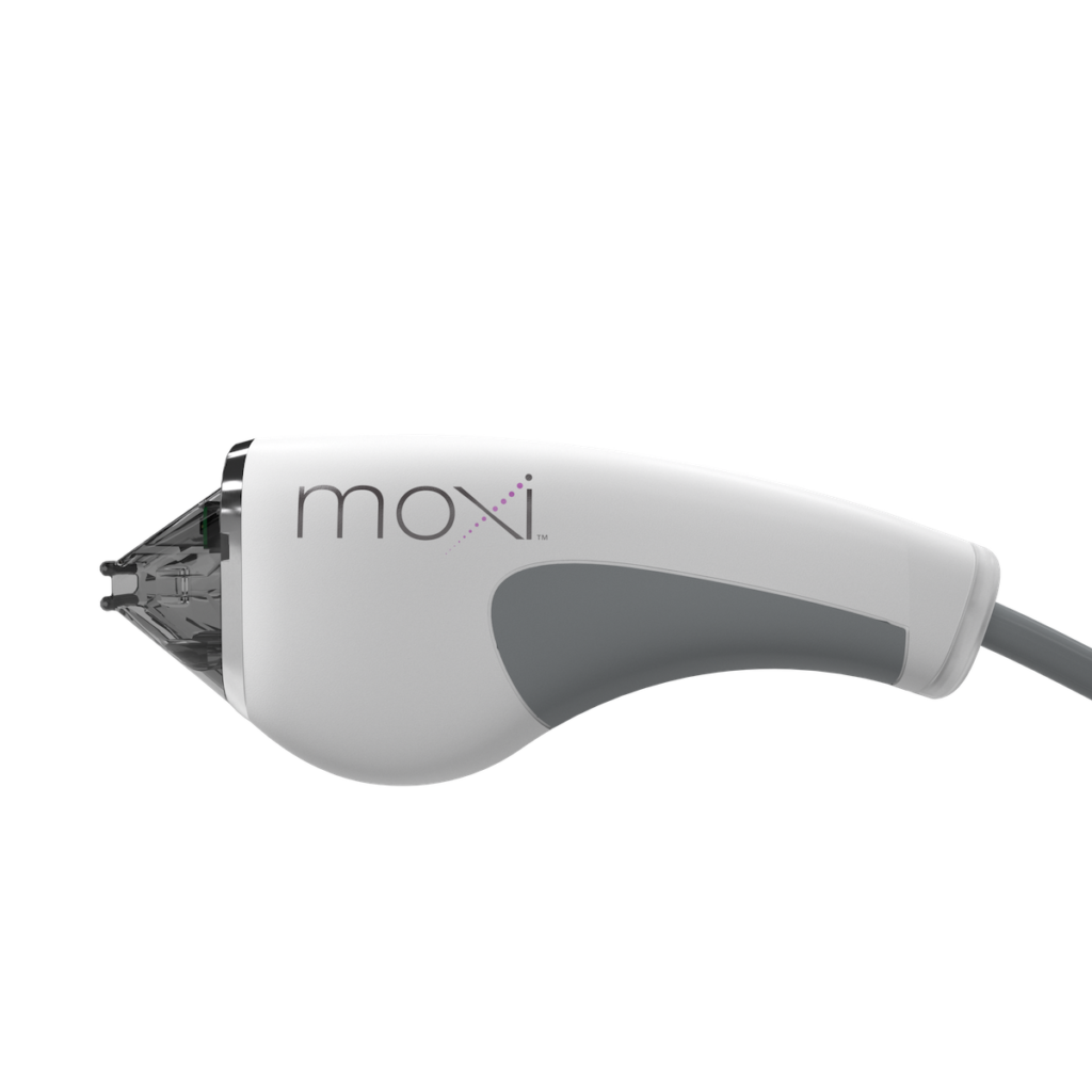 MOXI laser handpiece used for gentle skin resurfacing treatments at Olympia Aesthetics in Palm Harbor, Florida