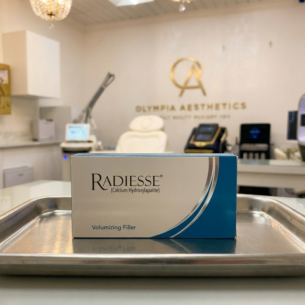 Dermal filler products on a tray ready for treatment at Olympia Aesthetics in Palm Harbor