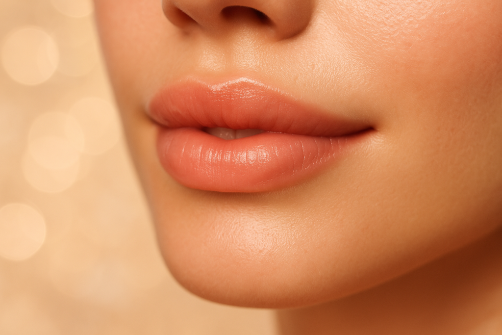 Lip filler appointment - natural beautiful lips close-up