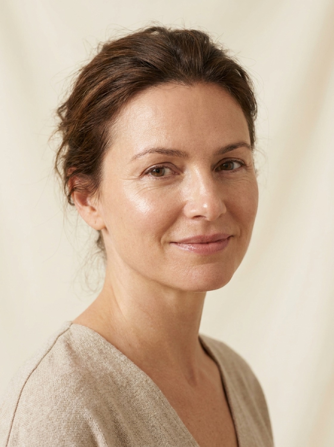 Woman with fresh, dewy, glowing skin after a HydraFacial at Olympia Aesthetics in Palm Harbor, Florida