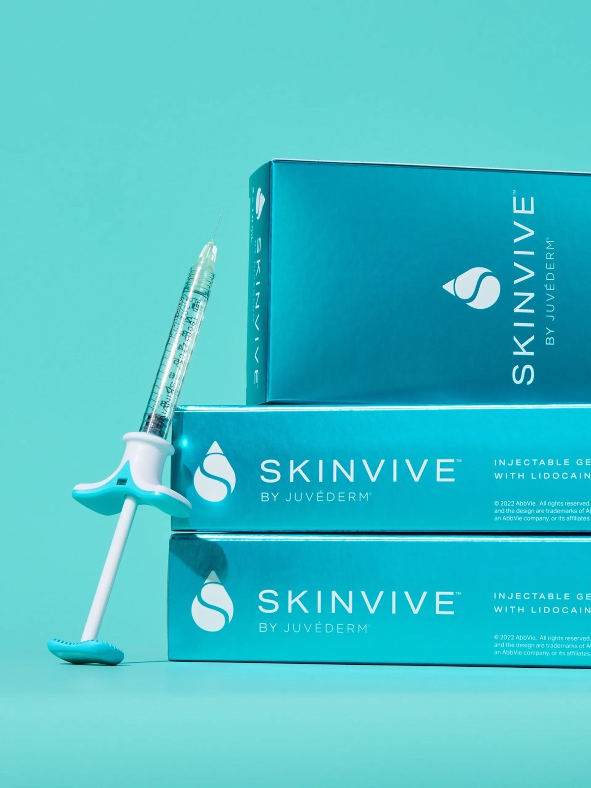 SkinVive by Juvederm packaging boxes and pre-filled syringe used at Olympia Aesthetics in Palm Harbor, Florida